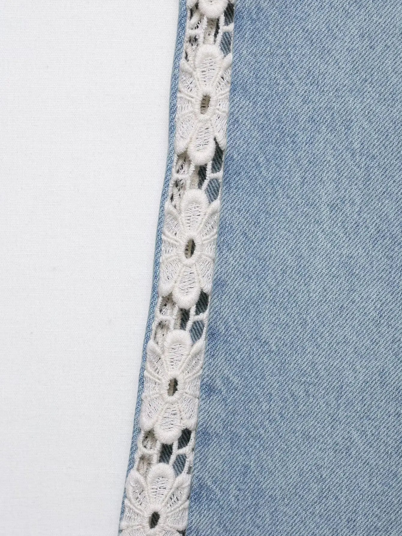 Ladies Jeans 2025 New Women Women Crochet Splicing High Waist Wide Leg Jeans