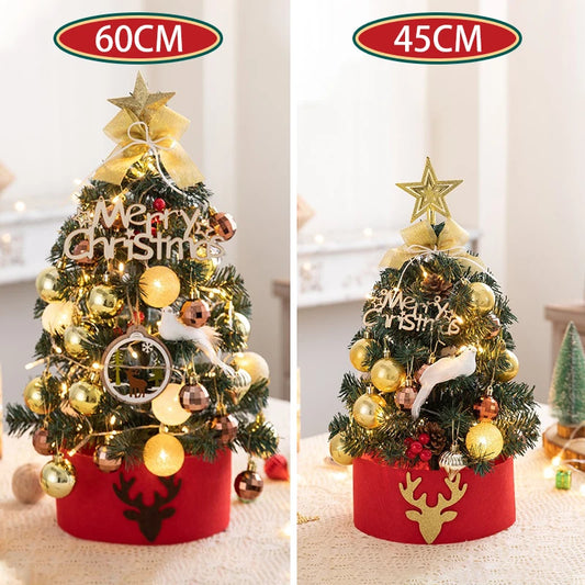 2022 New 45/60cm Merry Christmas Tree For Home Desktop Decoration Cristmas Ornament Xmas Navidad Gifts Led New Year Tree