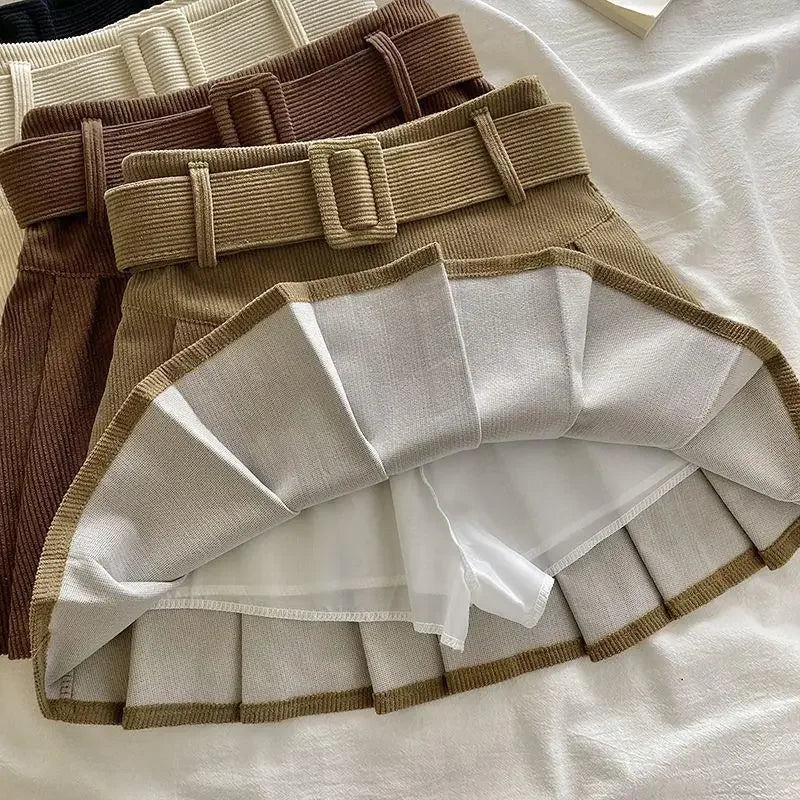 Corduroy High-Waisted Slimming Preppy Style Skirt For Women Spring Autumn/Winter New Arrival A- Line Mini Dress