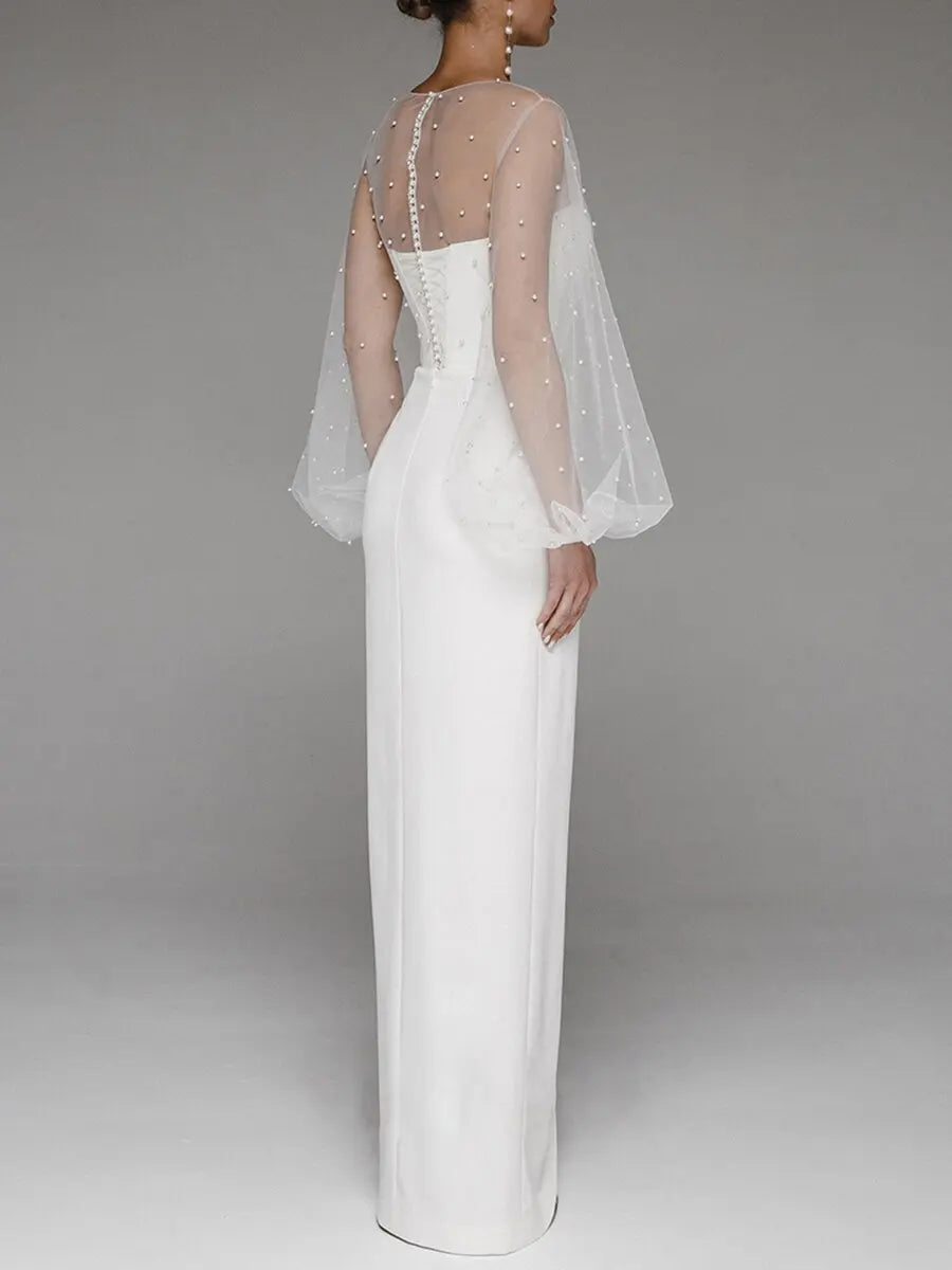 Sexy Wedding Dresses for Women Casual O-Neck Solid Loose Long Dress Spring and Summer Muslim Drsss Women Evening Dress Vestidos