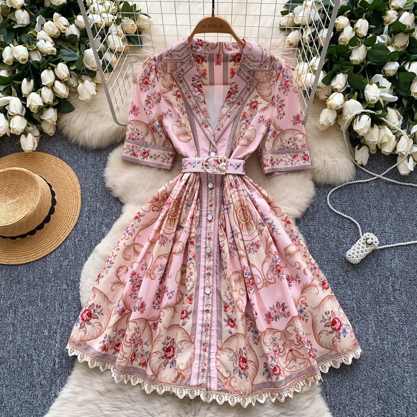 Women Dress Long Dresses A Line Vestidos Turn Down Collar Puff Sleeve Elegant Splice Y2k Streetwear Work Tight Waist 2025