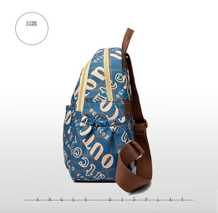 School Bag Women's Oxford Cloth Printed Casual Backpack Fashionable Large Capacity Lightweight Travel Versatile Backpack Backpac