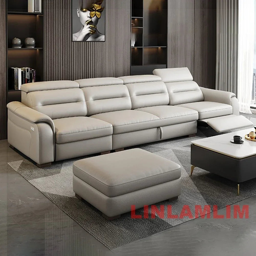 Linlamlim Multifunctional Convertible Sofa Bed With Eletric Recliner, Folding Sofa Cama With Power Reclining Seats & Storage Box
