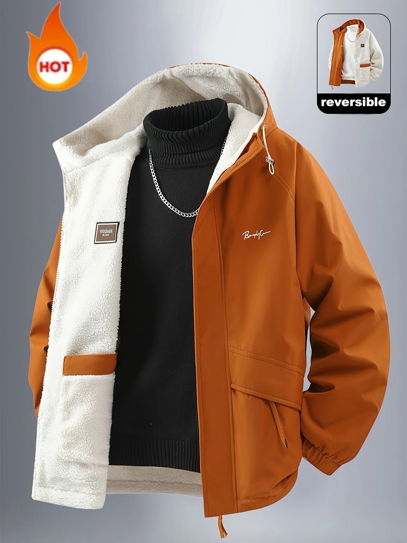 Men's Jacket, Men's Casual Outdoor Sports Warm Jacket, Reversible Jacket, Fashionable Couple Jacket, Using Windproof and Wear-Resistant Fabric, Warm and Comfortable, Men's Loose Jacket