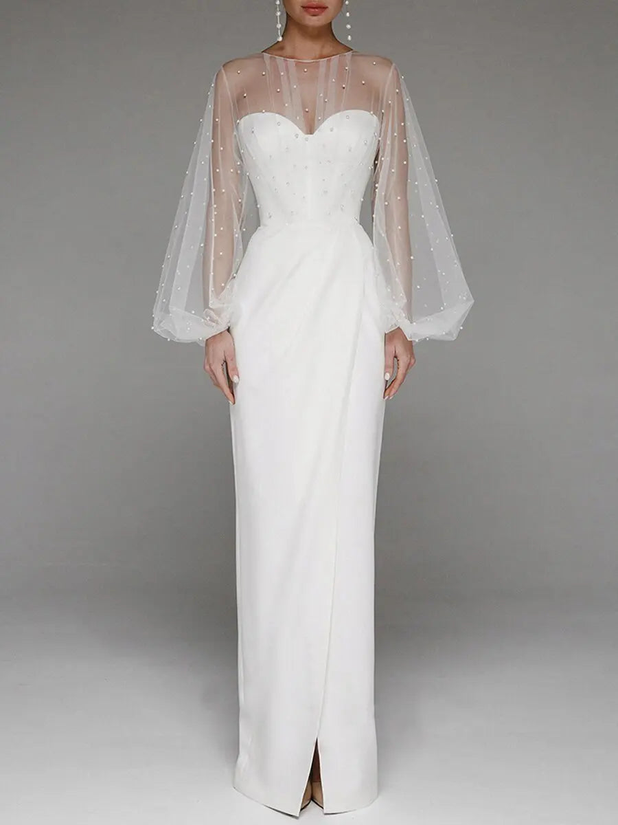 Sexy Wedding Dresses for Women Casual O-Neck Solid Loose Long Dress Spring and Summer Muslim Drsss Women Evening Dress Vestidos