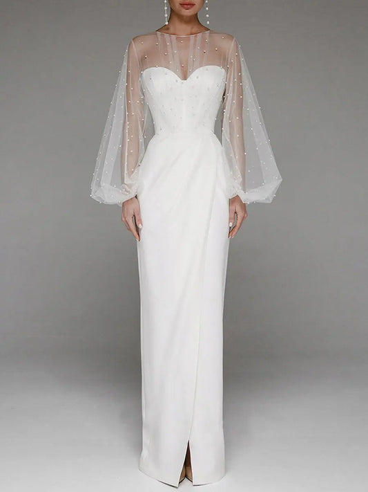 Sexy Wedding Dresses for Women Casual O-Neck Solid Loose Long Dress Spring and Summer Muslim Drsss Women Evening Dress Vestidos