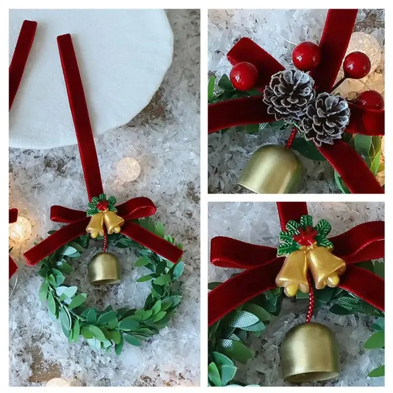 Dollhouse Miniature Merry Chrismas Mini Xmas Wreaths Chrismas Tree Decor Garland Wreath Mini Craft Wreaths Winter Snow Ornaments