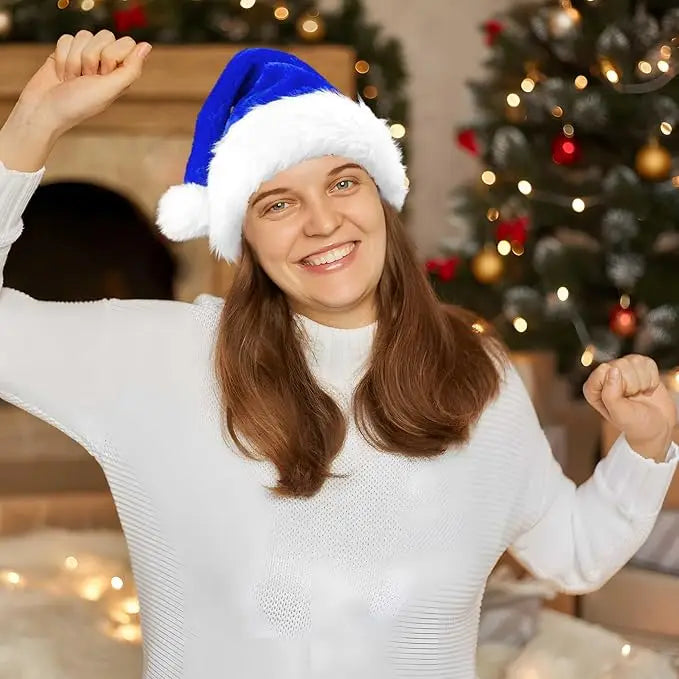 Chrismas Hat Adults Santa Hat for Men and Women Pink Green Blue Red Purple Black White