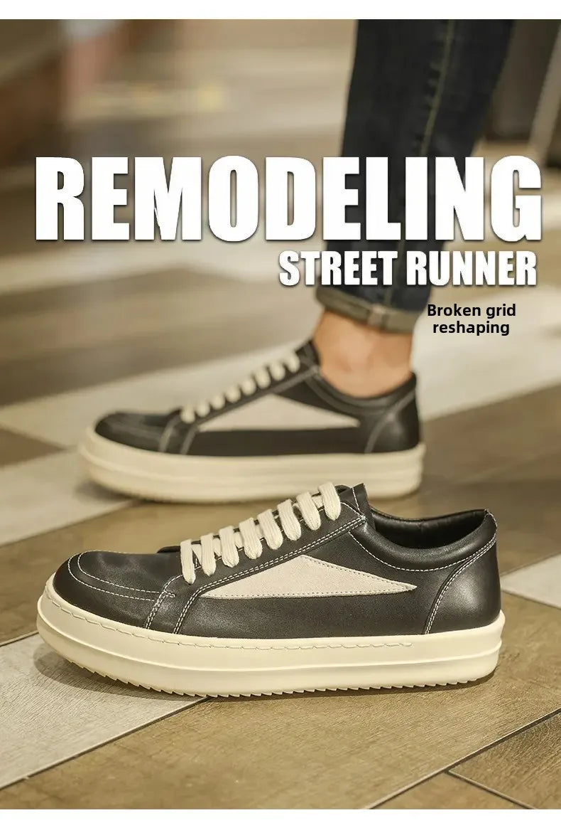 Shoes Leather Platform Sports Casual Shoes Black and White Retro Chalkboard Shoes Men's Boots Outdoor 2025 New Men's Shoes