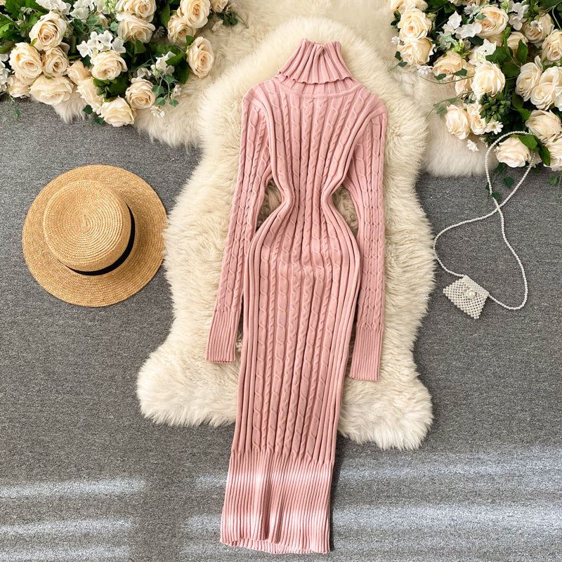 Seoulish Autumn Winter Twist Women's Wrap Knitted Dresses Long Sleeve Sheath Knitwear Office Bodycon Dress Female 2025 New