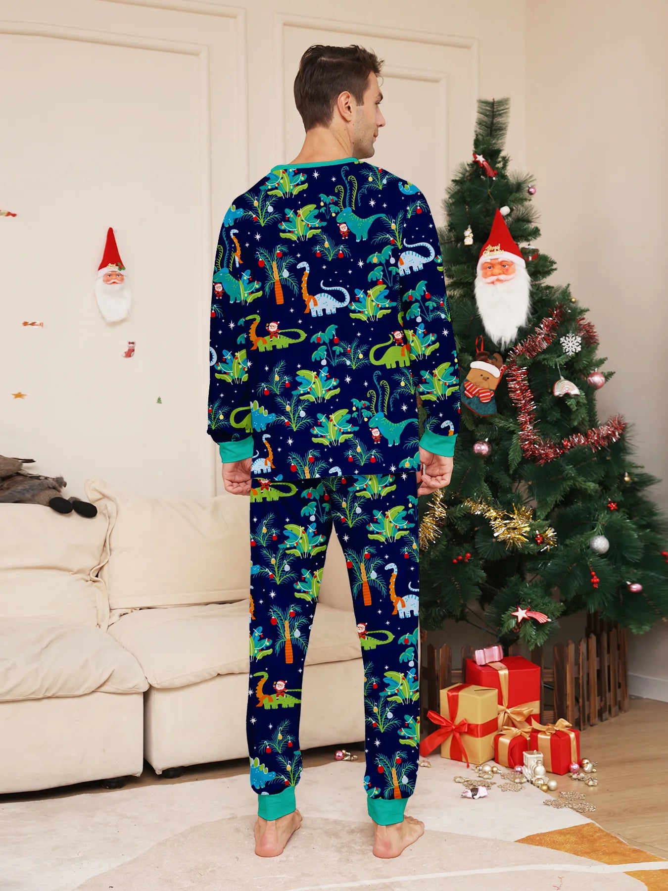 Xmas Matching Family Pajamas Set 2025 Xmas Green Cotton Print Pjs Adult Child Clothing Outfit set Baby Jumpsuit+Dog Clothes