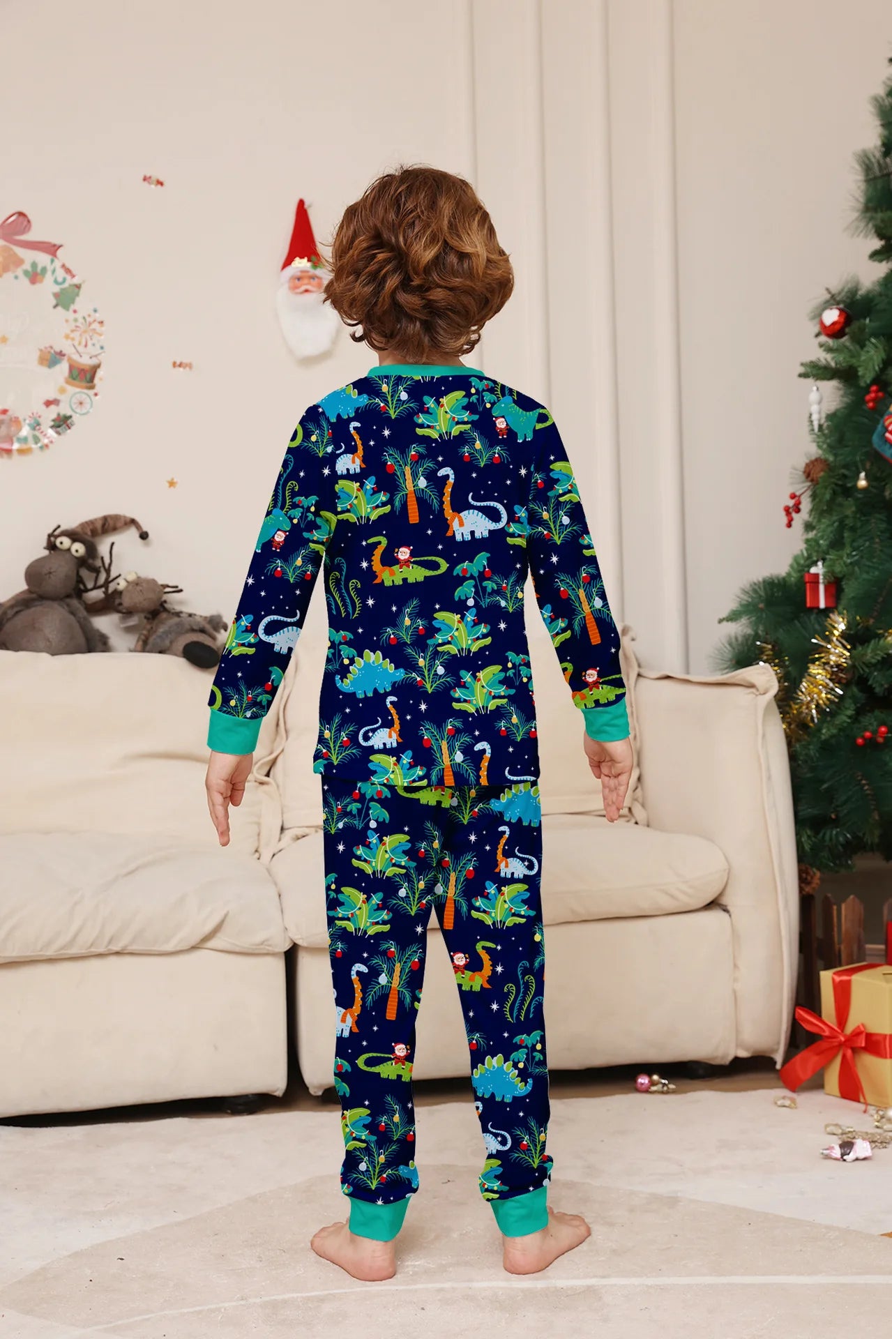 Xmas Matching Family Pajamas Set 2025 Xmas Green Cotton Print Pjs Adult Child Clothing Outfit set Baby Jumpsuit+Dog Clothes