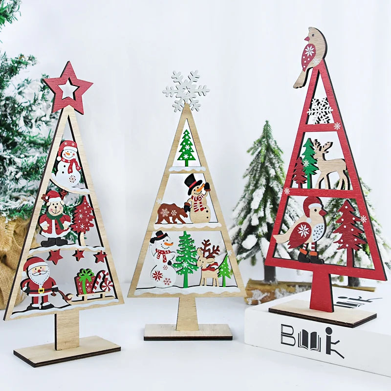 Christmas Tree Wood Signs Santa Claus Xmas Tree Hanging Ornament Merry Christmas Decorations For Home Navidad 2025 New Year Gift