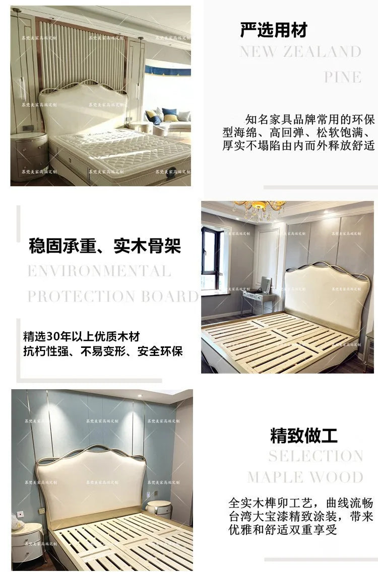 Clearance Adjustable Double Bed Aesthetic American White Modern Double Bed Luxury Queen Size Camas De Dormitorio Furniture Home