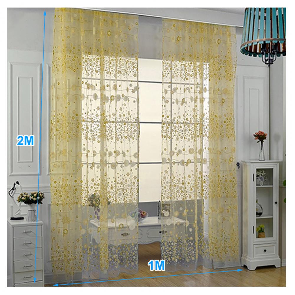 200X100cm Floral Pattern Window Curtain Summer Transparent Room Decor Window Screening Door Curtains Drape Panel Sheer Tulle