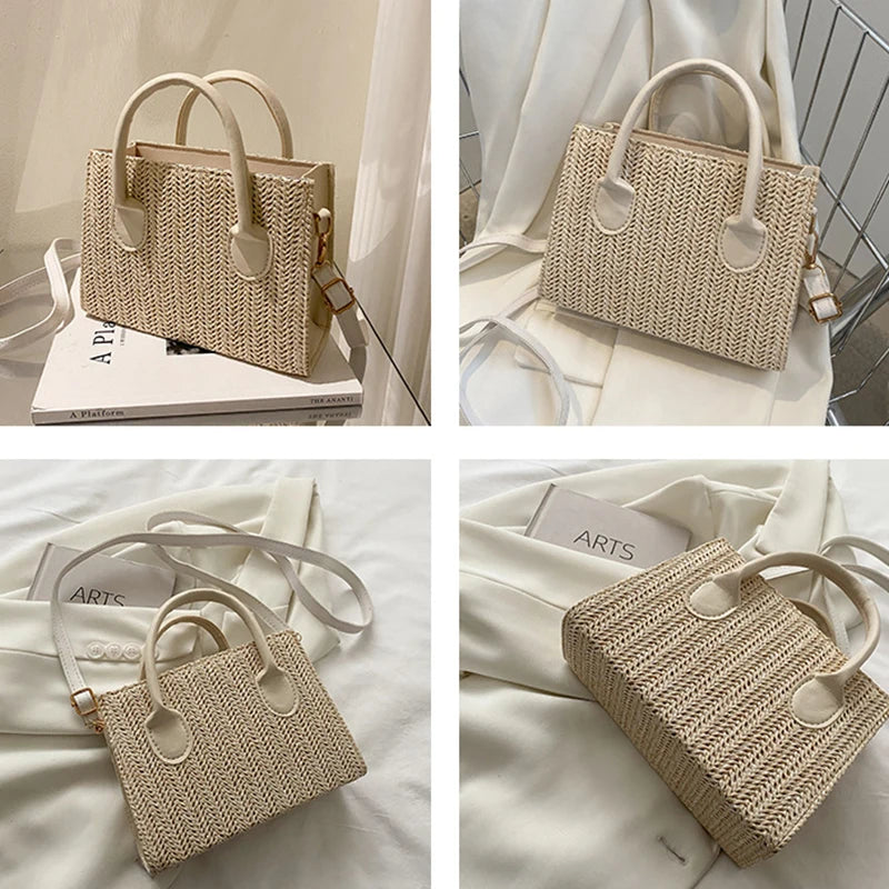 Summer Net Red Grass Woven Bag Crossbody Bag New Fashion Japanese Small Fresh Flower Woven Handbag Shoulder Bag