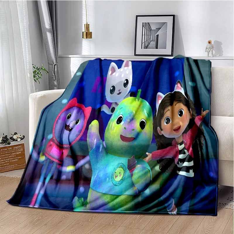 Cartoon Cute Gabbys Dollhouse Girl Soft Blankets,Keep Warm Throw Blanket Comfortable Blanket for Picnic Beds Sofa Home Bedroom