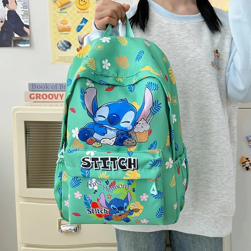 Back-to-school season and school, durable nylon schoolbags, large-capacity day bags, Stitch cartoon backpacks