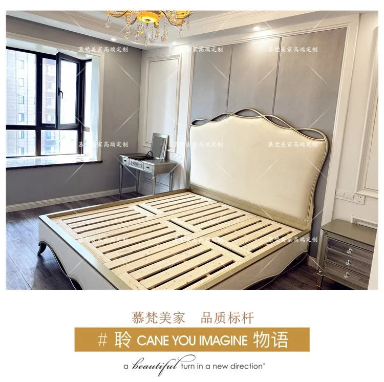Clearance Adjustable Double Bed Aesthetic American White Modern Double Bed Luxury Queen Size Camas De Dormitorio Furniture Home