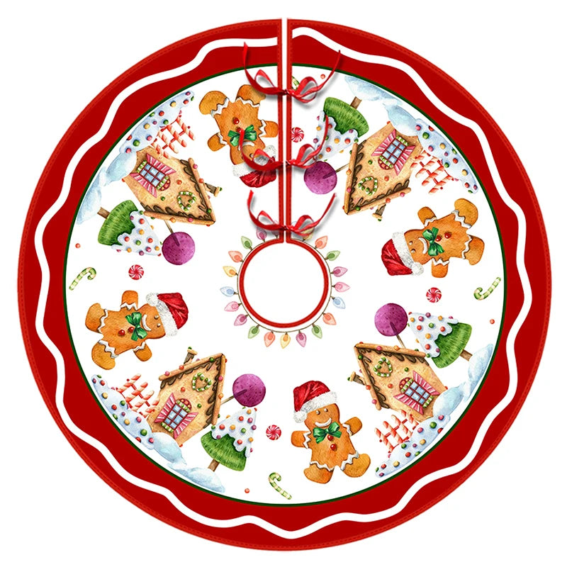 90/120cm Christmas Tree Skirt Mat Christmas Tree Foot Cover Santa Claus Snowflake Christmas Tree Carpet Base Mat Decorations