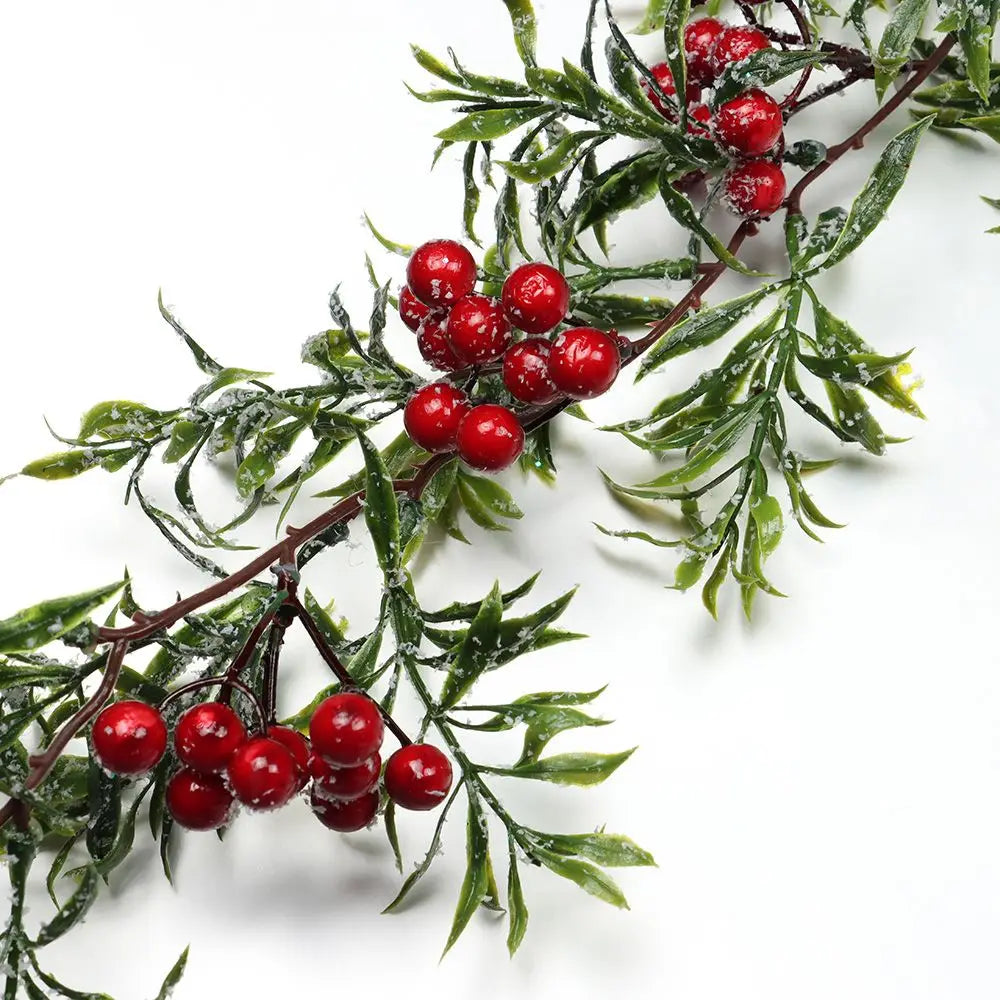 Gift Xmas Tree Ornament Leaves Branches Artificial Red Berries Christmas Decorative Garland Pine Cones Vine Hanging Wreath