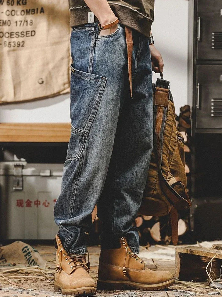 Jeans for Men Tapered Male Cowboy Pants Black Trousers Cargo Luxury Spring Autumn Y 2k Vintage Japanese Street Style Clothing Xs