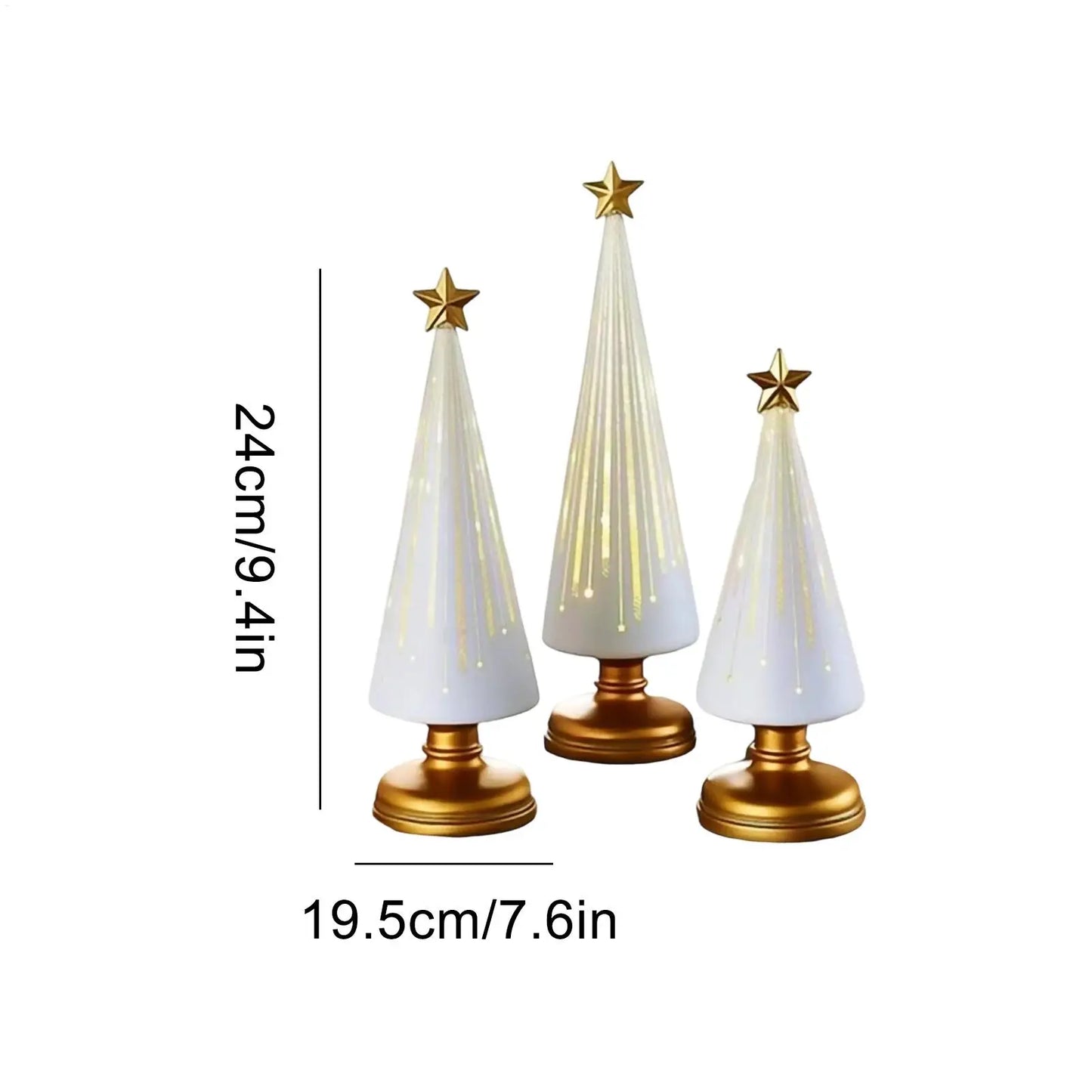Christmas Tree Statue 3 Pieces Christmas Sculpture Resin Star Tree Figurine For Home Room Winter Party Decorations Table