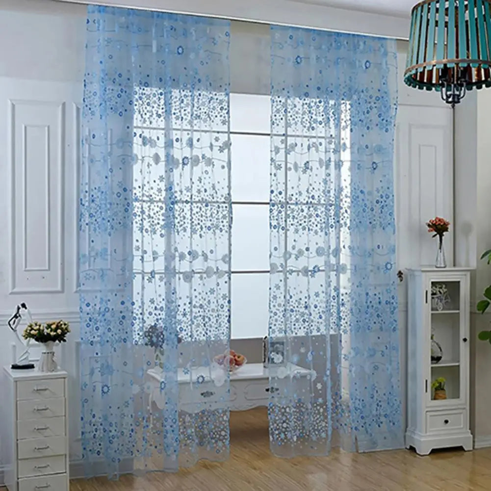 200X100cm Floral Pattern Window Curtain Summer Transparent Room Decor Window Screening Door Curtains Drape Panel Sheer Tulle