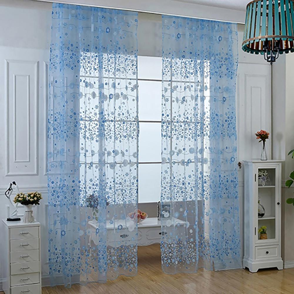 200X100cm Floral Pattern Window Curtain Summer Transparent Room Decor Window Screening Door Curtains Drape Panel Sheer Tulle