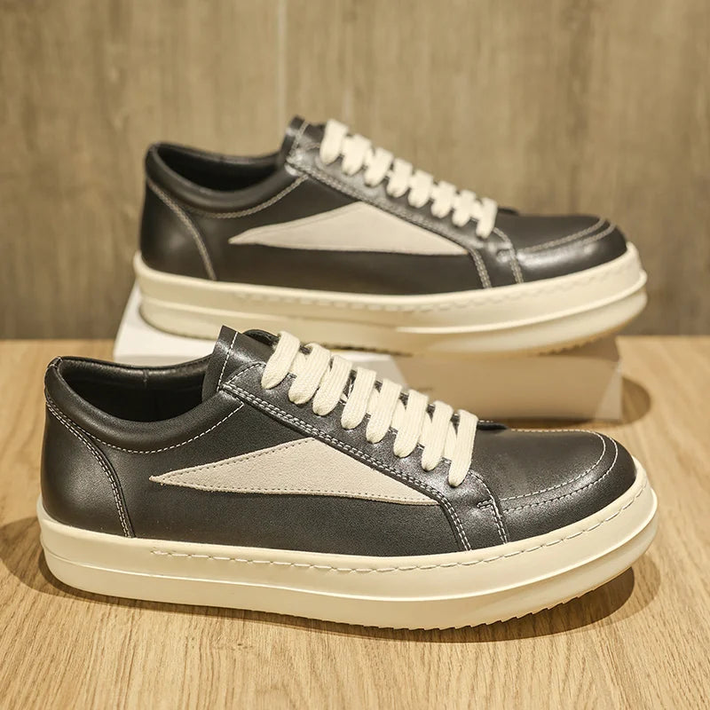 Shoes Leather Platform Sports Casual Shoes Black and White Retro Chalkboard Shoes Men's Boots Outdoor 2025 New Men's Shoes