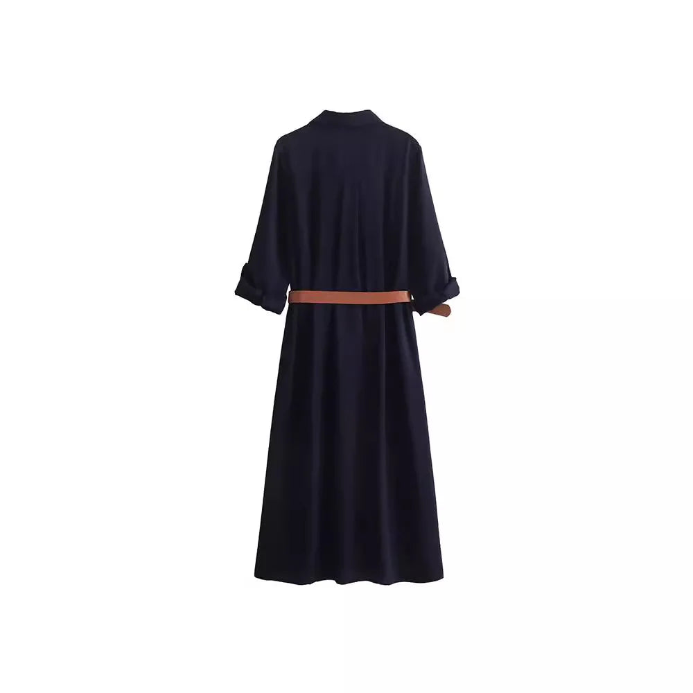 Dresses Women's Spring 2024 New  Loose Belt Elegant Women's Dress Street Fashion Holiday Youth Dress