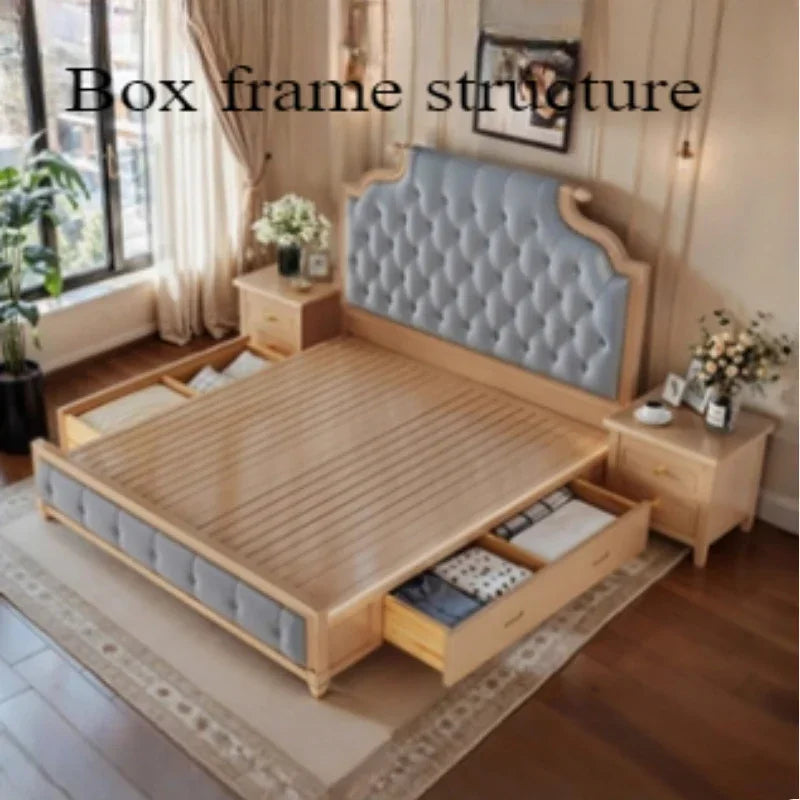 Bett King Size Queen 150x200 Bed Simple Frame Wood European Twin Double Bed Modern Letto Matrimoniale Lit Camas De Dormitorio