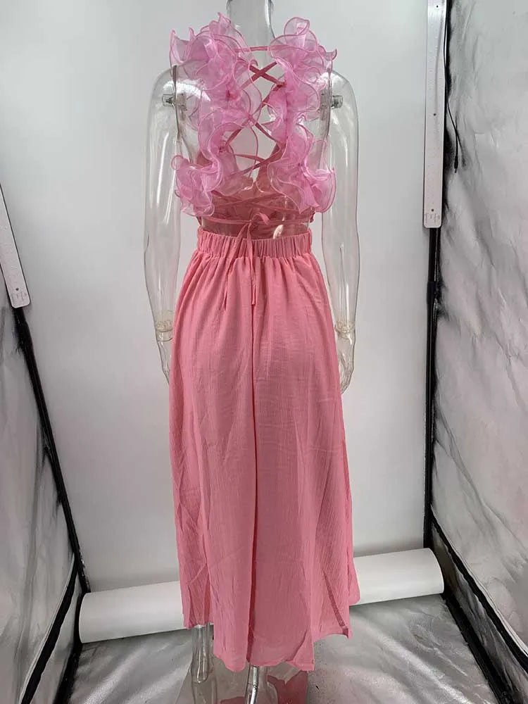 Sleeveless Dresses for Women Elegant Straps Pleated Dress Backless Summer Cotton Linen Dresses High Waist Wholesale Dropshipping