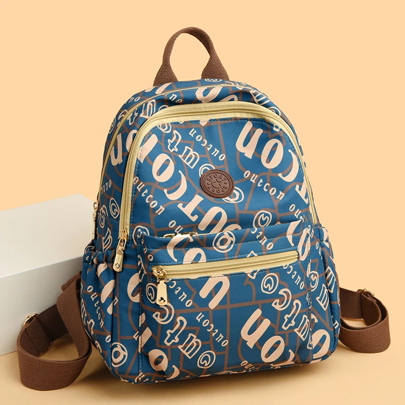 School Bag Women's Oxford Cloth Printed Casual Backpack Fashionable Large Capacity Lightweight Travel Versatile Backpack Backpac