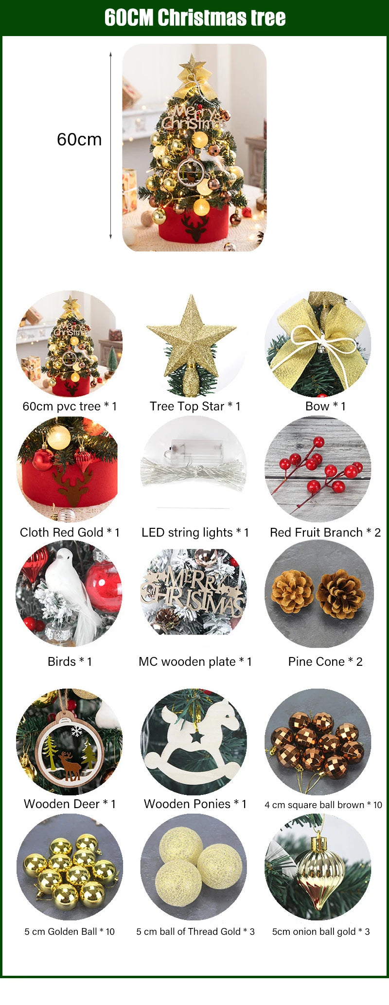 2022 New 45/60cm Merry Christmas Tree For Home Desktop Decoration Cristmas Ornament Xmas Navidad Gifts Led New Year Tree