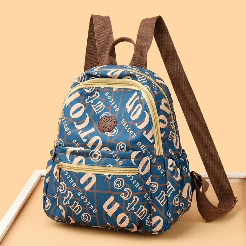 School Bag Women's Oxford Cloth Printed Casual Backpack Fashionable Large Capacity Lightweight Travel Versatile Backpack Backpac