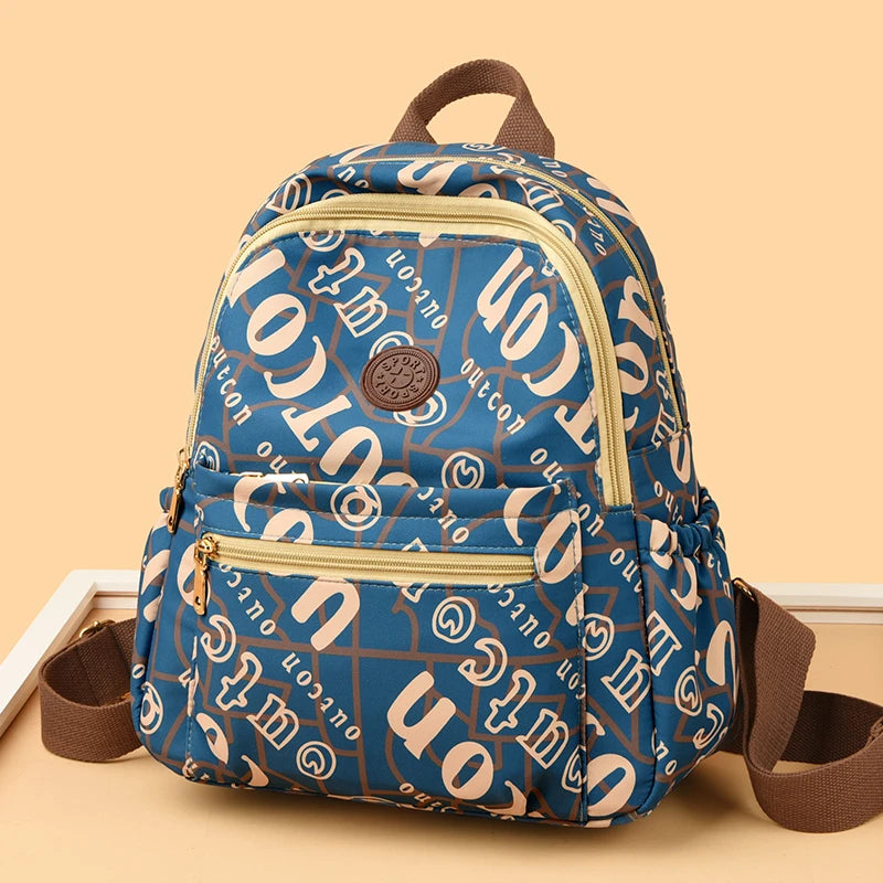 School Bag Women's Oxford Cloth Printed Casual Backpack Fashionable Large Capacity Lightweight Travel Versatile Backpack Backpac