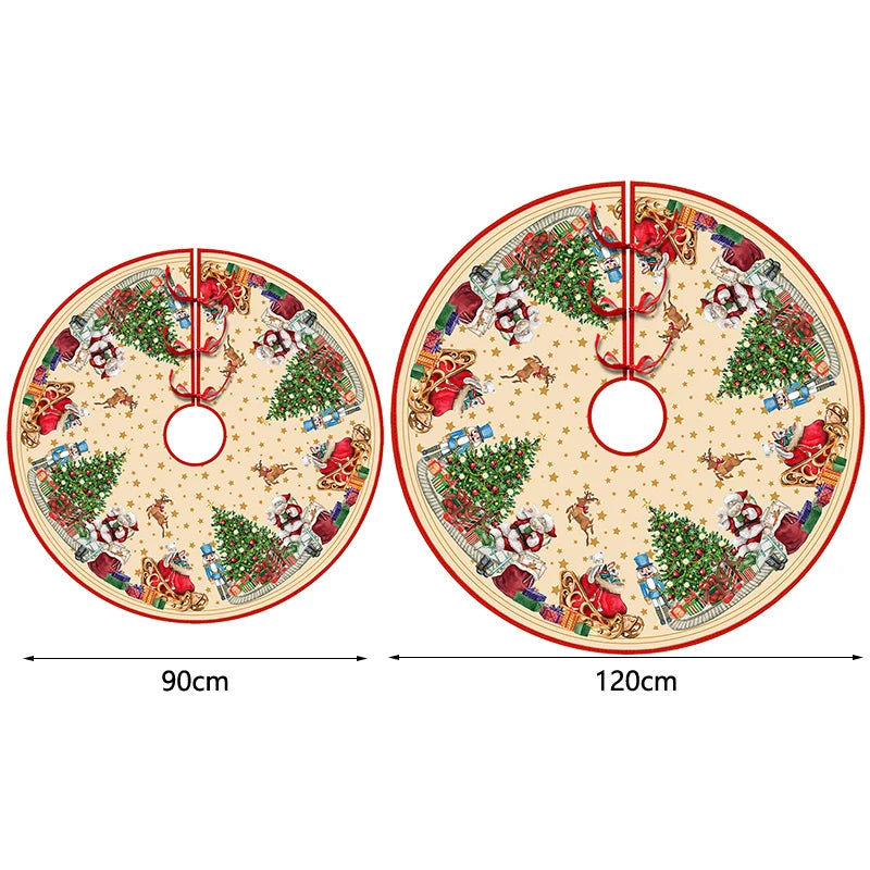 90/120cm Christmas Tree Skirt Mat Christmas Tree Foot Cover Santa Claus Snowflake Christmas Tree Carpet Base Mat Decorations