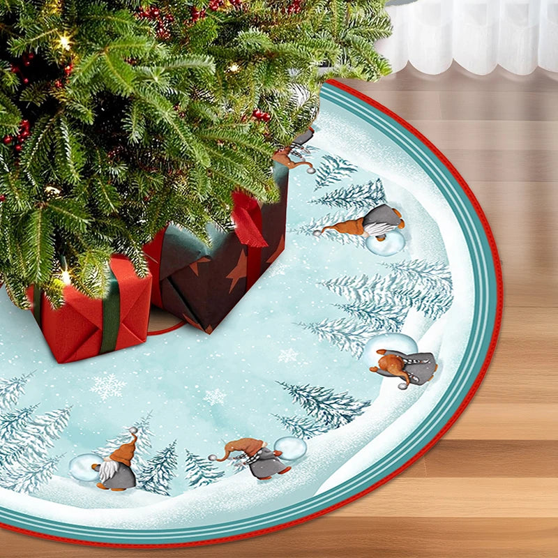 90/120cm Christmas Tree Skirt Mat Christmas Tree Foot Cover Santa Claus Snowflake Christmas Tree Carpet Base Mat Decorations