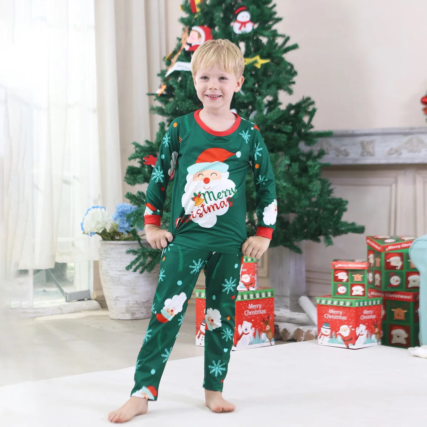 New Year's Clothes 2025 Family Look Pjs Cute Cartoon Parent-child Matching Pajamas Set Baby Dog Romper Pjs Full Sleeve Sleepwear