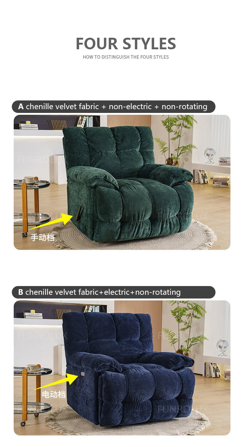 Modern Multifunctional Fabric Sofa Living Room Leisure Recliner Sofa Electric Sofa Hotel Club Leisure Recliner