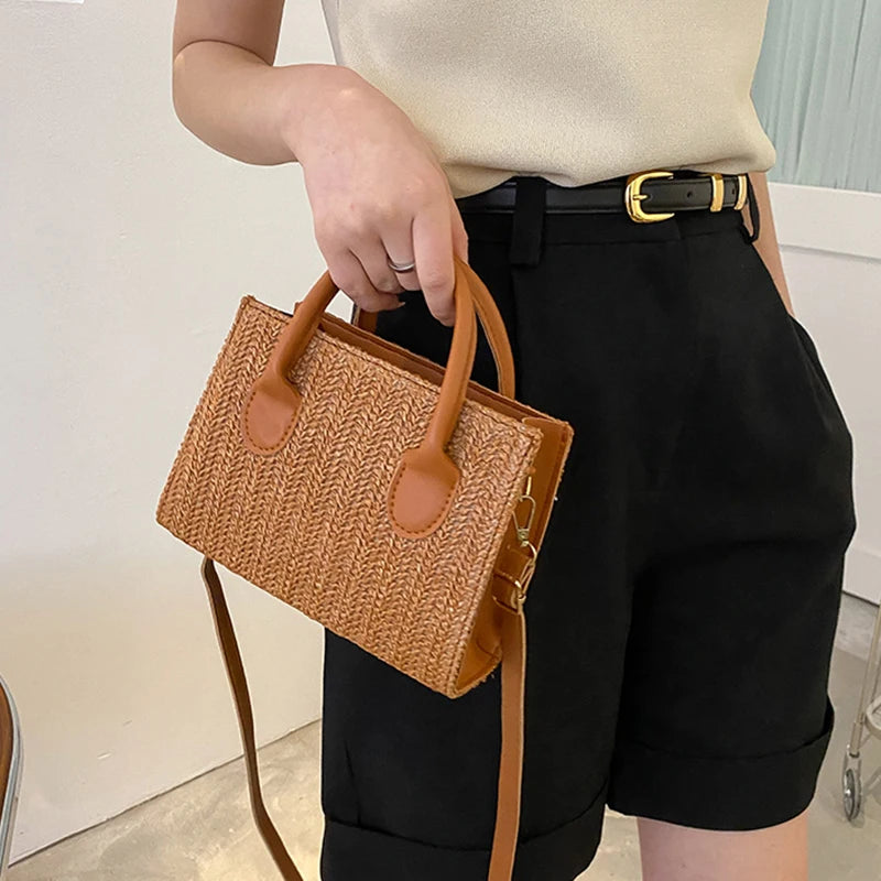 Summer Net Red Grass Woven Bag Crossbody Bag New Fashion Japanese Small Fresh Flower Woven Handbag Shoulder Bag