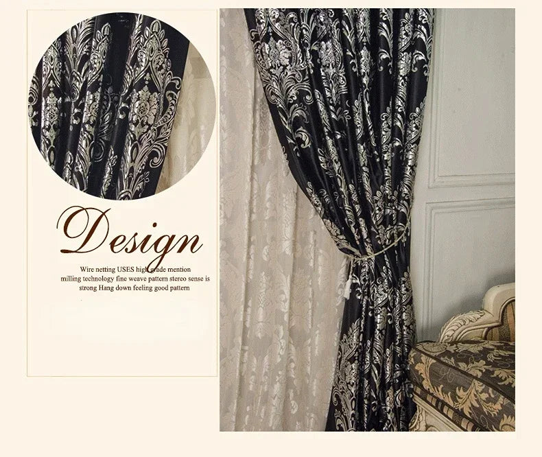 European-style Curtains For Living Dining Room BedroomBronzing Velvet Black Velvet Curtain Silver Light Luxury Customization