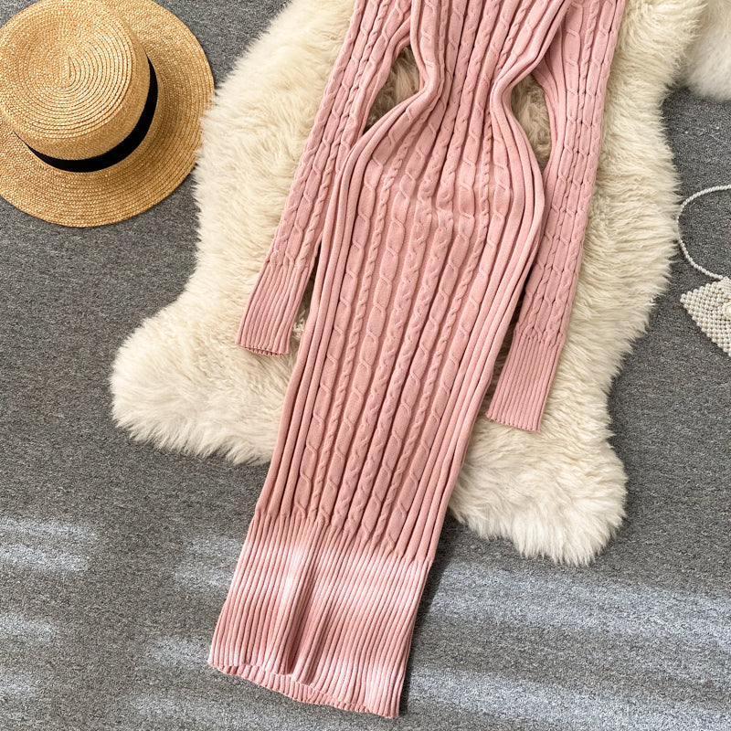 Seoulish Autumn Winter Twist Women's Wrap Knitted Dresses Long Sleeve Sheath Knitwear Office Bodycon Dress Female 2025 New