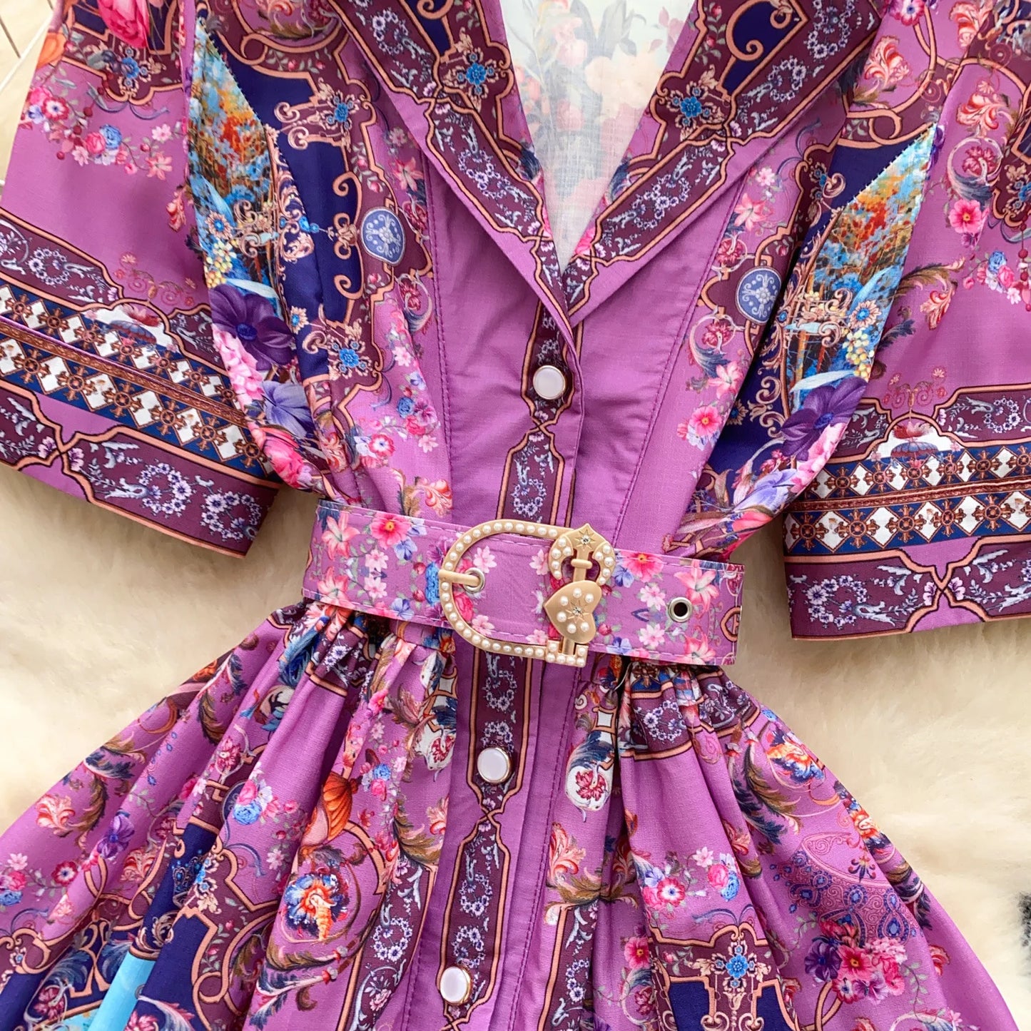 Women Dress Long Dresses A Line Vestidos Turn Down Collar Puff Sleeve Elegant Splice Y2k Streetwear Work Tight Waist 2025
