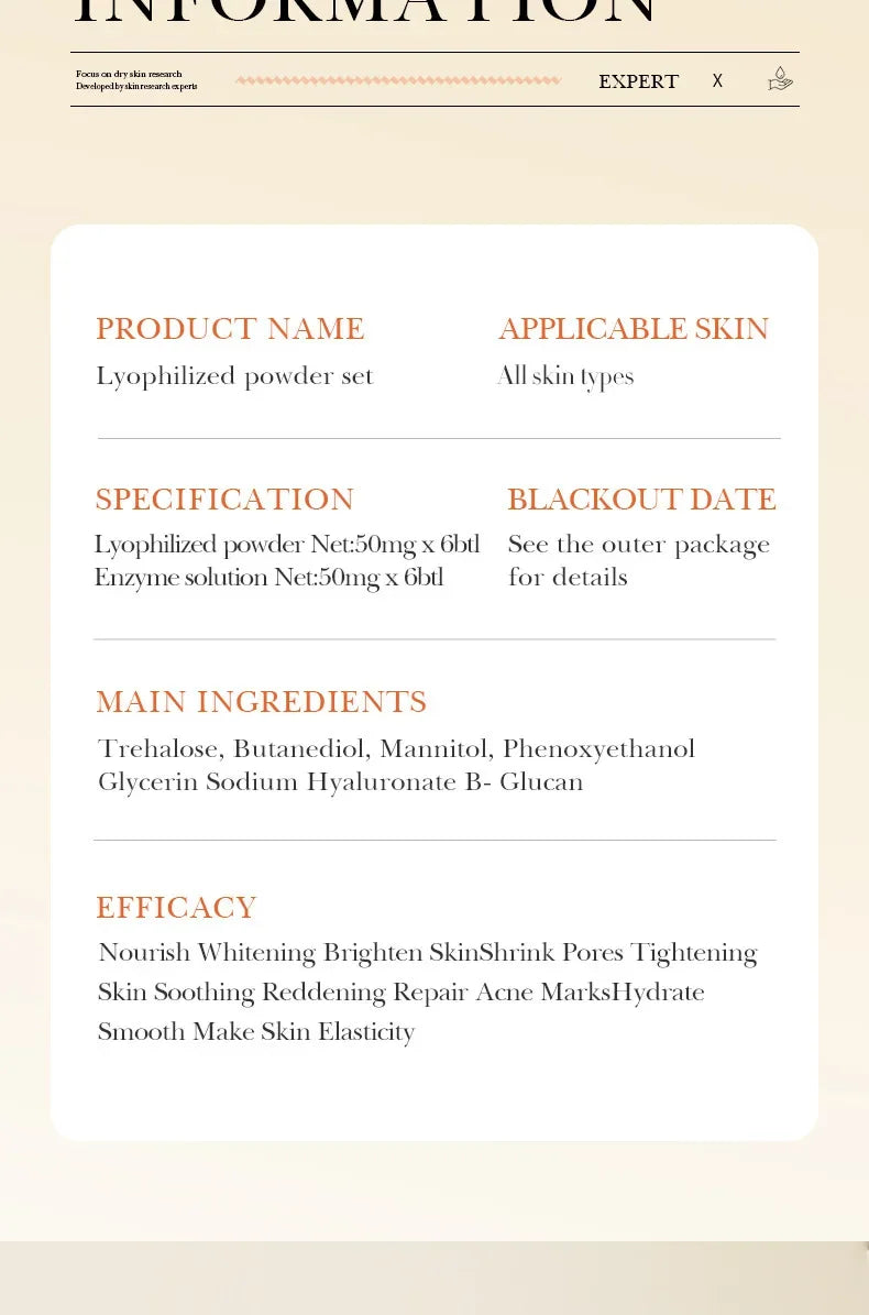 Facial  Serum Yeast Freeze-Dried Power Skin Care Set Shrink Pores Moisturizing Brighten Anti Aging Peptides Essence