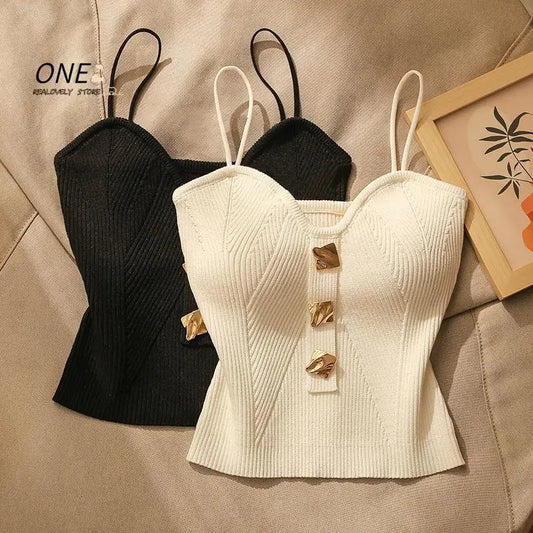 French Style Cross-knit Suspender Women's Summer Wear Sexy Beauty Camisole Slim High-end Bottom Bandeau Top