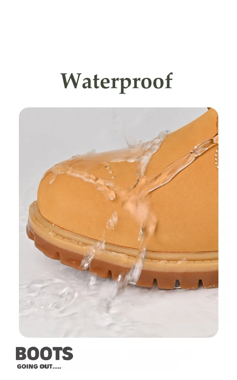 Boots Men High Top Boots High Quality Women Leather Shoes Fashion Outdoor Sneakers Men Lace Up Non-Slip Ankle Boots for Couple