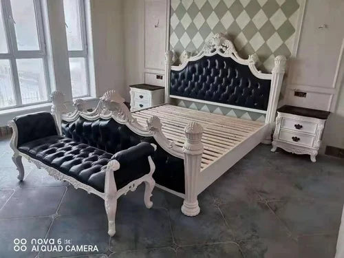 Luxury Nordic Bed Multifonction King Size Aesthetic Sleeping French Bed Lounge Wooden Modern Cama Matrimonial Bedroom Furniture