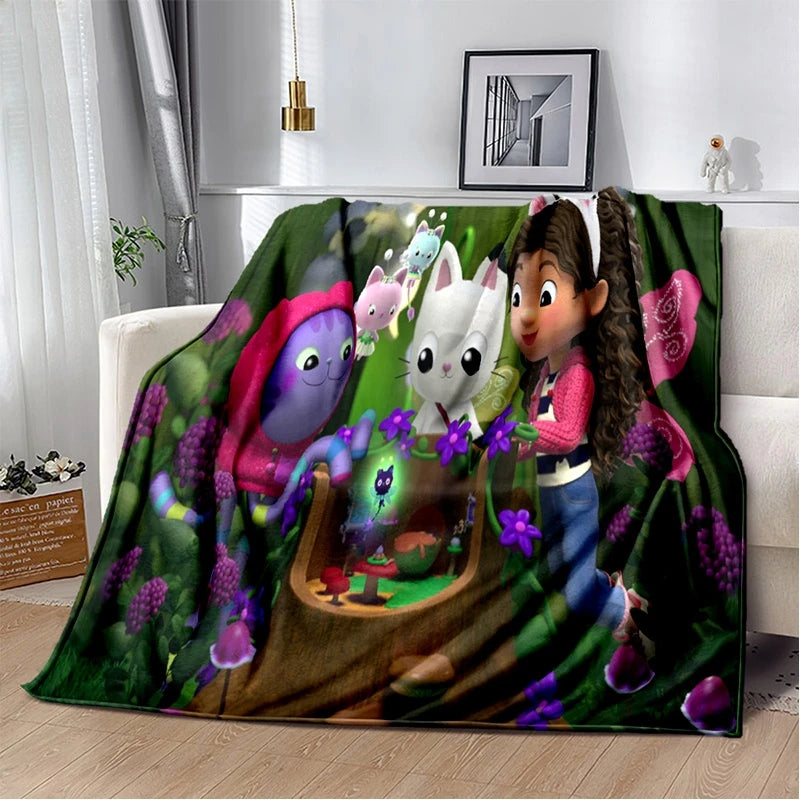 Cartoon Cute Gabbys Dollhouse Girl Soft Blankets,Keep Warm Throw Blanket Comfortable Blanket for Picnic Beds Sofa Home Bedroom